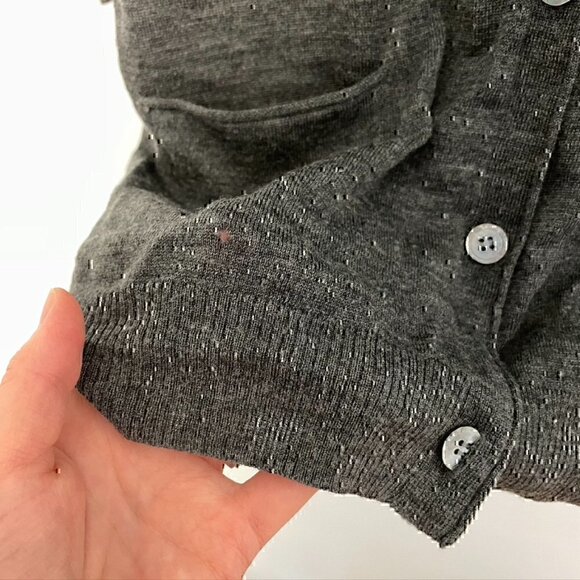 J.MCLAUGHLIN J MCLAUGHLIN Gray V-Neck 3/4 Sleeve MERINO WOOL Cardigan Sweater M - Picture 11 of 11